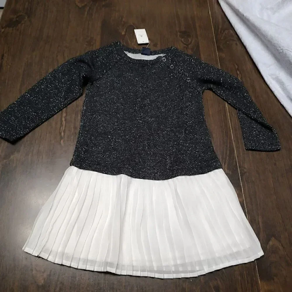 New Baby Gap Black White Sparkly Dress Size Girl's 4